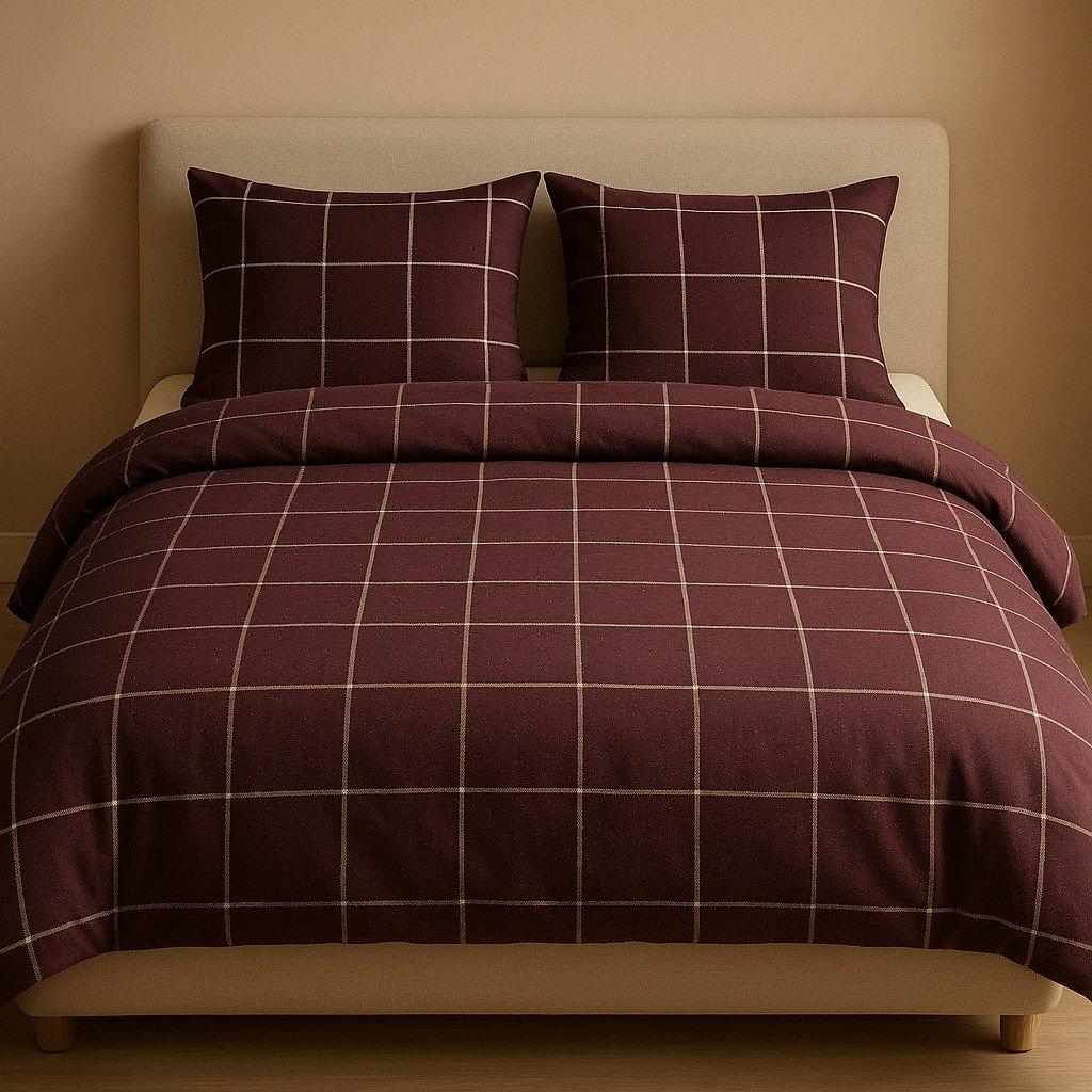 Plum Windowpane Duvet Set — complete bedding design